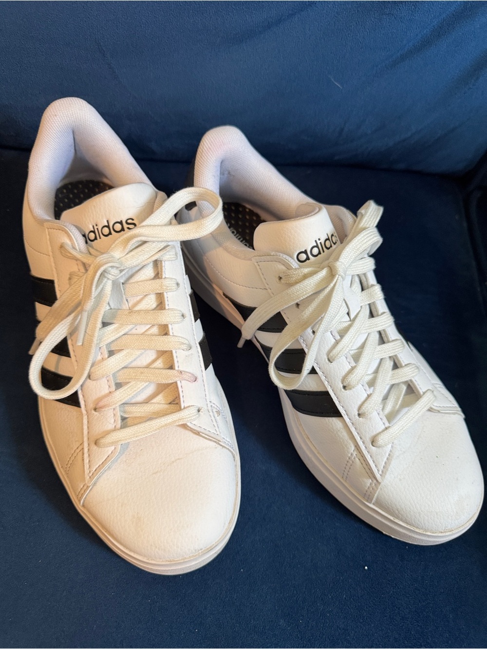 adidas White Sneakers with Black Stripes Low-Top